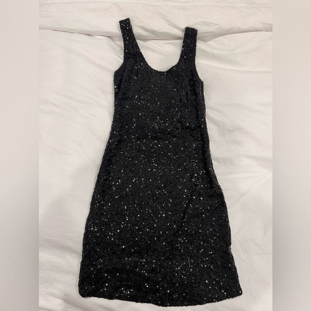 Black sequin mini dress